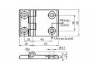 Metal hinge, 60x90mm, non-detachable, stainless steel...