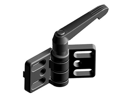 Metal hinge, with clamping lever, 40x80mm, slot 10, with elongated holes, not detachable, die-cast zinc, black powder-coated