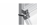 Metal hinge, with clamping lever, 40x80mm, slot 10, with elongated holes, not detachable, die-cast zinc, black powder-coated