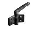 Zinc die-cast combi hinge 40.40, with clamping lever, plastic, A=65mm, not detachable, black powder-coated, dimensions A1/A2 22.5/22.5mm