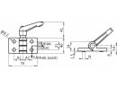 Zinkdruckguss-Kombischarnier 40.40, mit Klemmhebel, Kunststoff, A=65mm, nicht aushängbar, schwarz pulverbeschichtet, Maß A1/A2 22,5/22,5mm