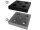 Transport- und Fußplatte, 100x100mm, M12, Befestigungslöcher für Schraube M8, Zinkdruckguß, schwarz