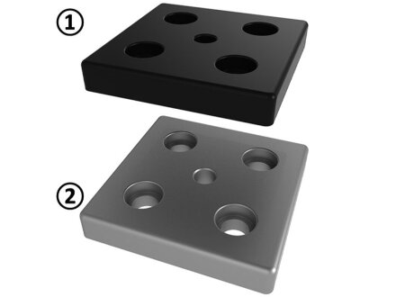 Transport and base plate, 100x100mm, M16, fixing holes for screw M8, die-cast zinc, black powder-coated