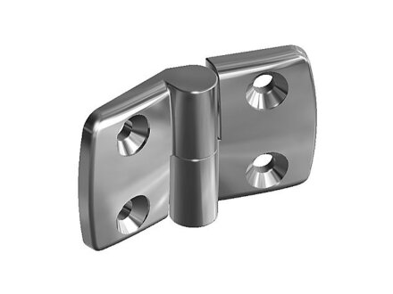 Stainless steel combi hinge 40.40, hinged on the left, detachable, stainless steel, highly polished, axle, stainless steel