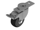 Swivel castor D80 solid rubber 40/45 incl. double brake powder-coated in aluminum colour