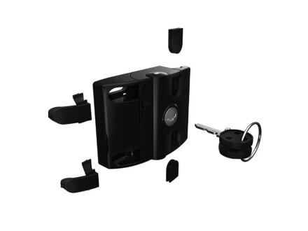 Compact slam latch, without lock, with cover cap, die-cast aluminium, black powder-coated