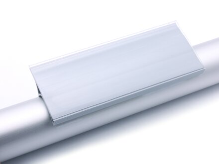 Beschriftungsclip  D30,  L=102,  PVC,transparent/  grau  ähnlich  RAL  7042,selbstklebend,  mit  Stecktasche