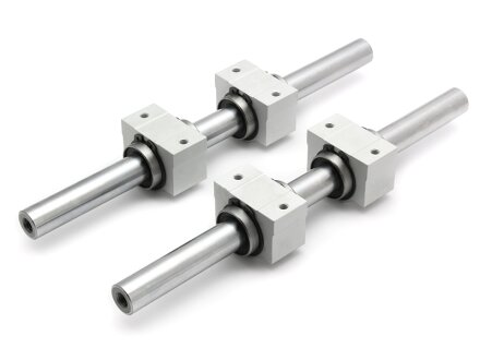 SET: 4x linear bearing SCE20SUU / 2x precision shafts 20mm h6 sanded and hardened, 500mm, with threaded holes M10x25