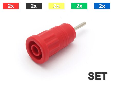 Presa di sicurezza da incasso, versione press-fit, contatto a saldare per circuiti stampati, 10 pezzi per set (5 colori)
