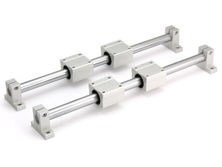 SET: 4x linear bearing SCE20UU / 2x 20mm precision shafts h6 honed and hardened 340mm / 4x Shaft Support SH20 - EMS 1620B - L300