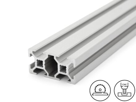 Perfil de aluminio 20x40L B tipo ranura 6, 0,77kg/m, corte de 50 a 6000mm