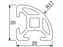 Designprofil / Aluminiumprofil 20x20L - Radius 17 - B-Typ...
