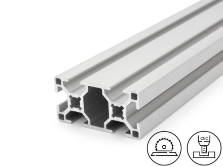Perfil de aluminio 30x60L B tipo ranura 8, 1,49kg/m, corte de 50 a 6000mm