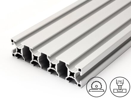 Profilo in alluminio 30x120L B tipo con scanalatura 8, 2,81kg/m, taglio da 50 a 6000mm