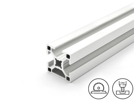 Perfil de aluminio 30x30L - 1N - B tipo ranura 8, 0,93kg/m, corte de 50 a 6000mm