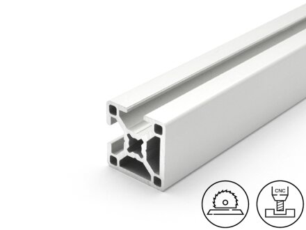 Perfil de aluminio 30x30L - 2N-90° - B tipo ranura 8, 0,98kg/m, corte de 50 a 6000mm