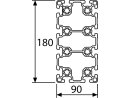 Profilo in alluminio 90x180L B tipo con scanalatura 10,...