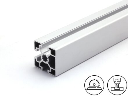 Perfil de aluminio 45x45L - 1N - B tipo ranura 10, 1,64kg/m, corte de 50 a 6000mm