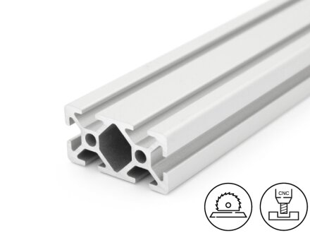Perfil de aluminio 20x40L I tipo ranura 5, 0,89kg/m, corte de 50 a 6000mm