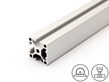 Perfil de aluminio 30x30L - 1N - I tipo ranura 6, 0,96kg/m, corte de 50 a 6000mm