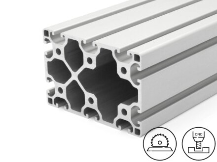 Perfil de aluminio 80x120L I tipo ranura 8, 8,1kg/m, corte de 50 a 6000mm