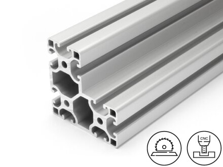 Perfil de aluminio 40x80x80L I tipo ranura 8, 4,8kg/m, corte de 50 a 6000mm