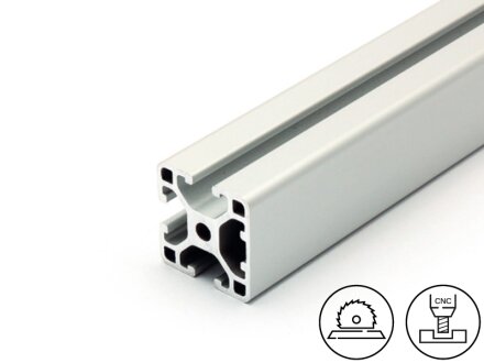 Perfil de aluminio 40x40L - 1N - I tipo ranura 8, 1,79kg/m, corte de 50 a 6000mm