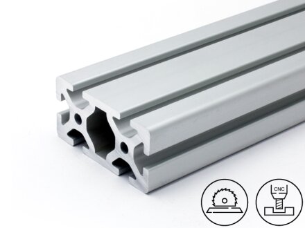 Perfil de aluminio 40x80S (pesado) I tipo ranura 8, 4,55kg/m, corte de 50 a 6000mm
