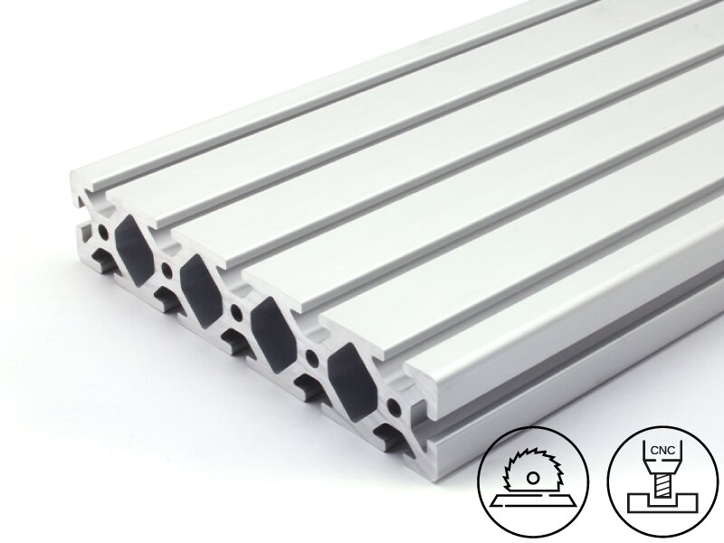 silber eloxiert Alu Profil bis Aluminiumprofil 40x40E I-Typ Nut 8 ultraleicht 