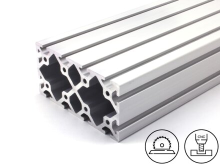 Aluminiumprofiel 80x160S (zwaar) I-Type Groef 8, 13,17kg/m, op maat snijden van 50 tot 6000mm