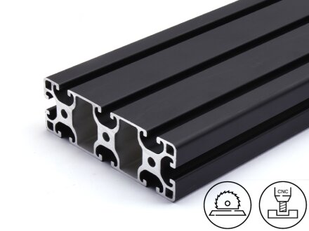 Aluminiumprofil schwarz 40x120L I-Typ Nut 8 (leicht), 4,3kg/m, Zuschnitt 50-6000mm