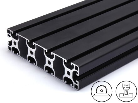 Aluminiumprofiel zwart 40x160L I-Type Groef 8, 5,57kg/m, op maat snijden van 50 tot 6000mm