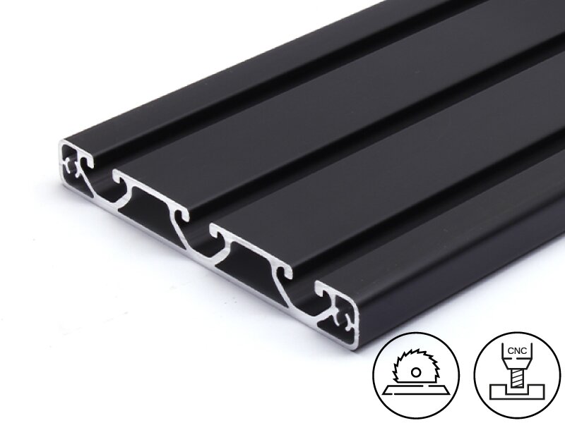 Profilé aluminium anodisé Noir 40x40 mm à la découpe sur mesure