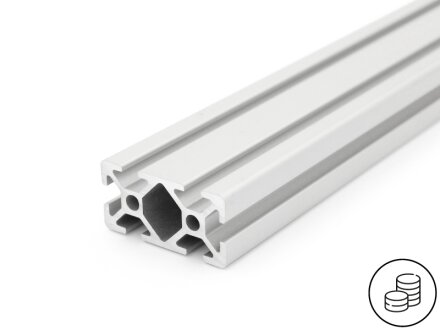 Aluminiumprofil 20x40 L I-Typ Nut 5 (leicht) silber eloxiert Alu Profil- Standardlänge  100mm