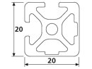 Perfil de aluminio de diseño 20x20 L 2 ranuras 90° tipo I 5
