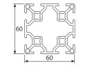 Aluminiumprofil 60x60 L B Typ Nut 8 leicht silber eloxiert Alu Profil - Standardlänge  1000mm