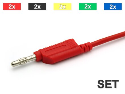 10 cables de prueba, apilable 2.5qmm SIL, SET 5 colores - 0.5m