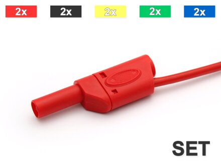 10 Safety test leads, stackable 2,5qmm SIL, SET 5 colors - 0.25m