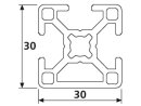 Design Aluminiumprofil 30x30 L 1 Nut v. B Typ Nut 8 Alu Profil - Standardlänge  2000mm