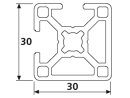 Profilo in alluminio di design 30x30 L 2NV 90 gradi tipo B 8
