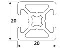 Perfil de aluminio diseño 20x20 L 2 ranuras 180 grados Tipo B6