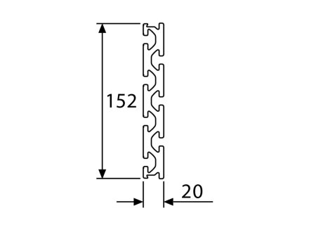 schwer Aluminiumprofil 20x152S Plattenprofil I-Typ Nut 8 Alu Profil bis 2m 
