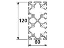 Perfil de aluminio 60x120 L I-type slot 6 ligero, plata  500mm