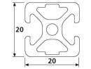 Perfil de aluminio de diseño 20x20 L 2 ranuras 180° Tipo I 5