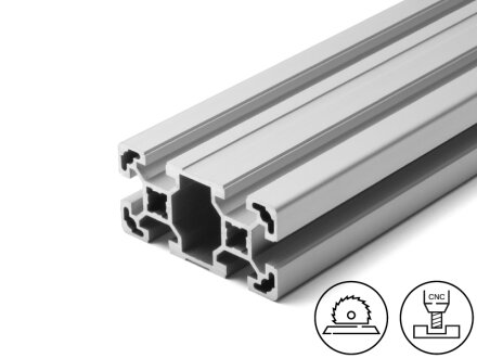 Aluminiumprofil 40x80L B-Typ Nut 10 (leicht), 2,64kg/m, Zuschnitt 50-6000mm