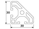 Perfil de aluminio 30x30 L 45° grado tipo I ranura 6 ligero