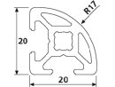 Profilo in alluminio di design 20x20 L raggio 17 asola tipo B 6