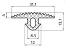 Abdeckprofil Kunststoff NBR I-Typ Nut 8 ca. 1000 mm
