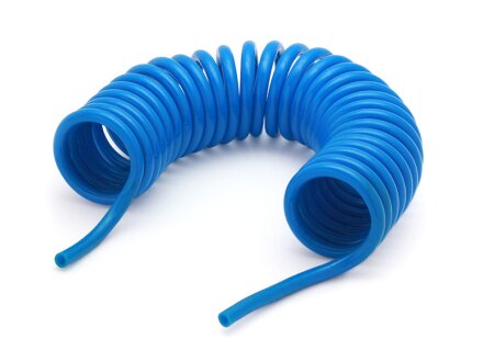 Tubo spiralato per aria compressa poliuretano 8mm, lunghezza 5m, blu