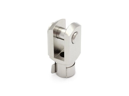Clevis with spring loaded pins, ISO-Y + joint clip 32, M10x1,25